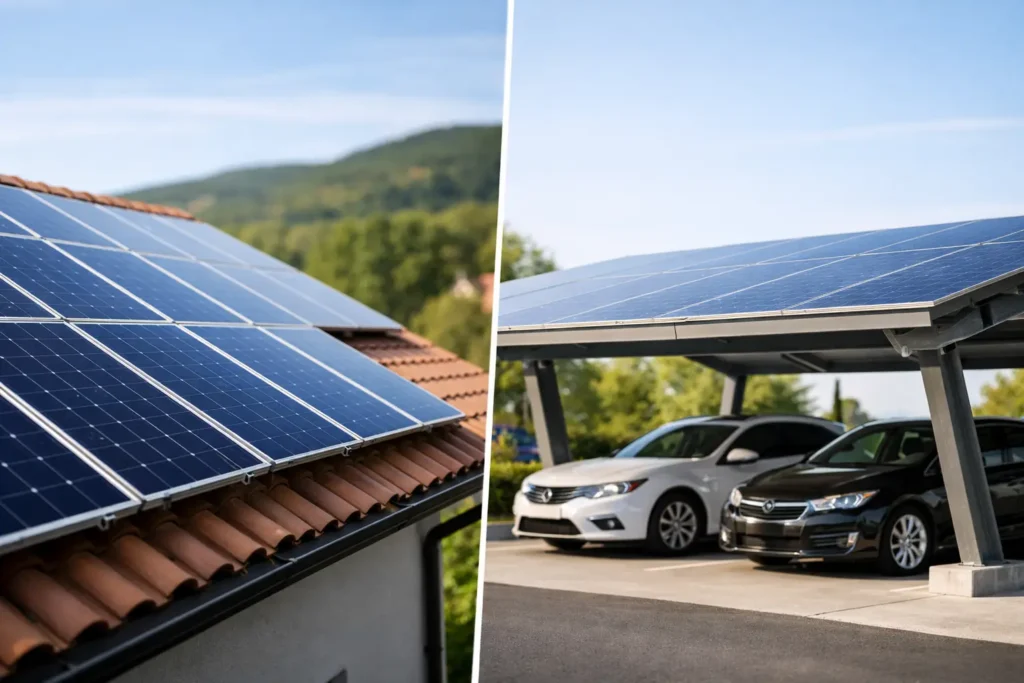 Fotovoltaico su tetto vs pensiline: confronto ROI